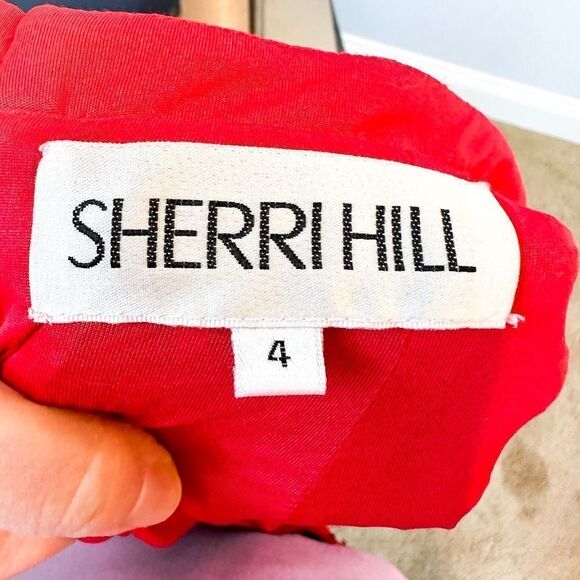 Sherri Hill Red Sequins 2-Piece Crop Top Skirt Gown Dress Slit Size 4 - 51662 - Picture 6 of 16